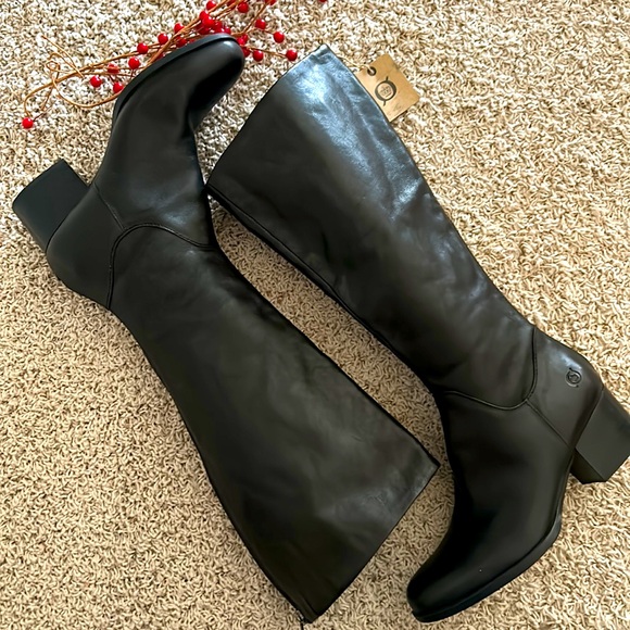 🆕BORN🍁Black LEATHER🖤Riding BOOTS Back Zipper 2” Heel Size 7M⭐️NEW with Tags - Picture 3 of 13